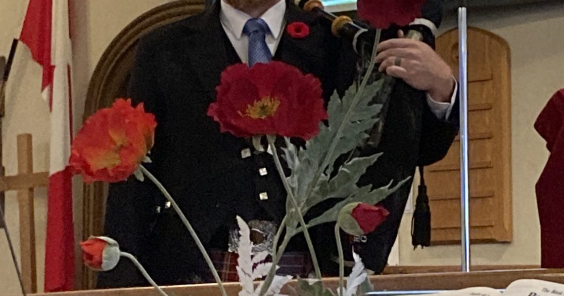 Bagpiper Peter Johnstone Schulz helps us remember those who served in war,