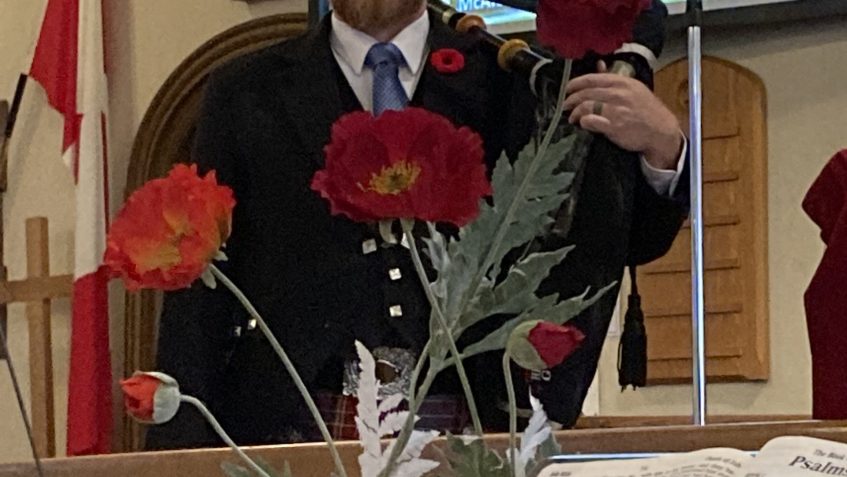 Bagpiper Peter Johnstone Schulz helps us remember those who served in war,