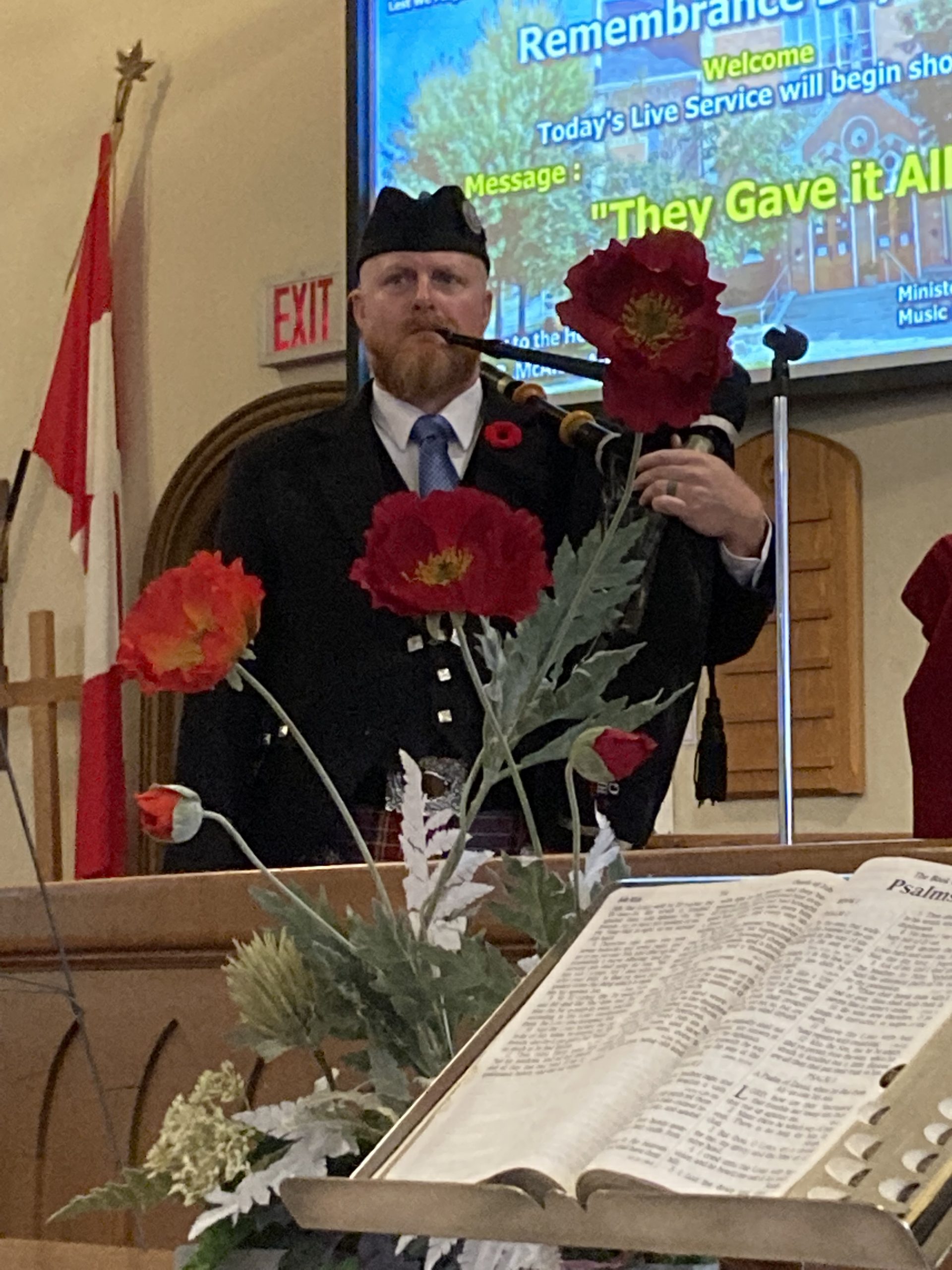 Bagpiper Peter Johnstone Schulz helps us remember those who served in war,